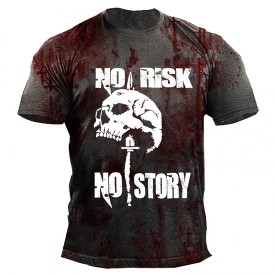Skull ort-sleeved T-irt Men's Loose Summer Couple's Crewneck HF2705-04-02 Skull ort-sleeved T-irt Men's Loose Summer Couple's Crewneck HF2705-04-02