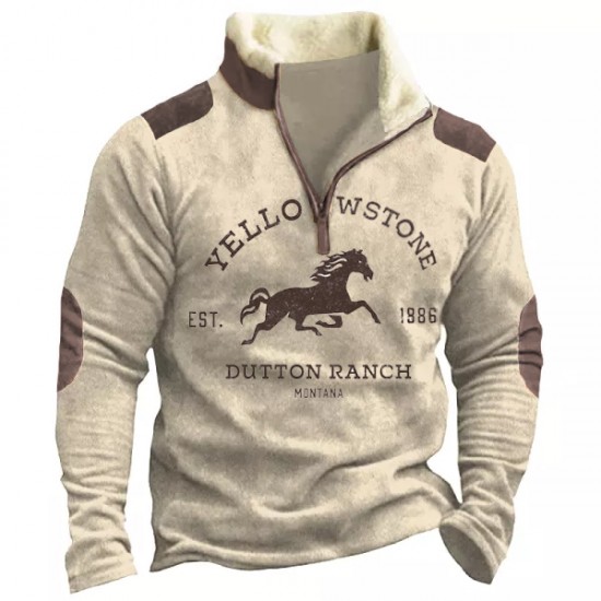 Men's printed turtleneck half-zip sweatshirt HF1101-03-02 Men's printed turtleneck half-zip sweatshirt HF1101-03-02
